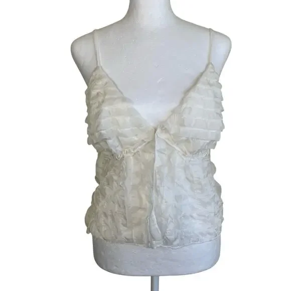 Lisa Say Gah Sz S Ivy Top Vanilla Ruffle Tank Top - Picture 4 of 16
